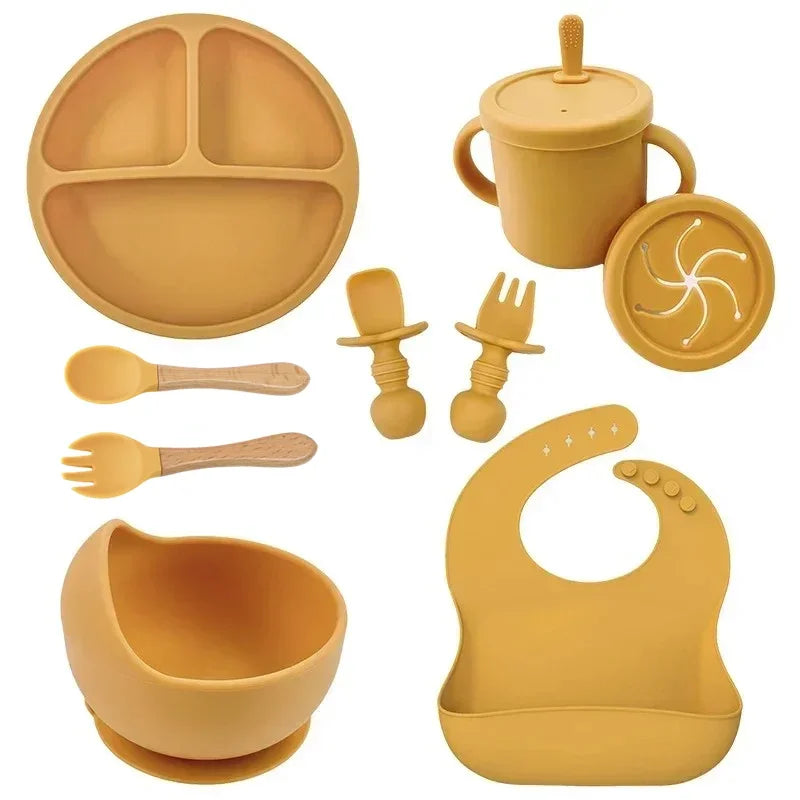 Food Grade Silicone Child Dish Set Baby Feeding